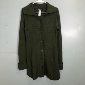 Patagonia Cardigan Button Up Sweater Green 100% Merino Wool Sz M